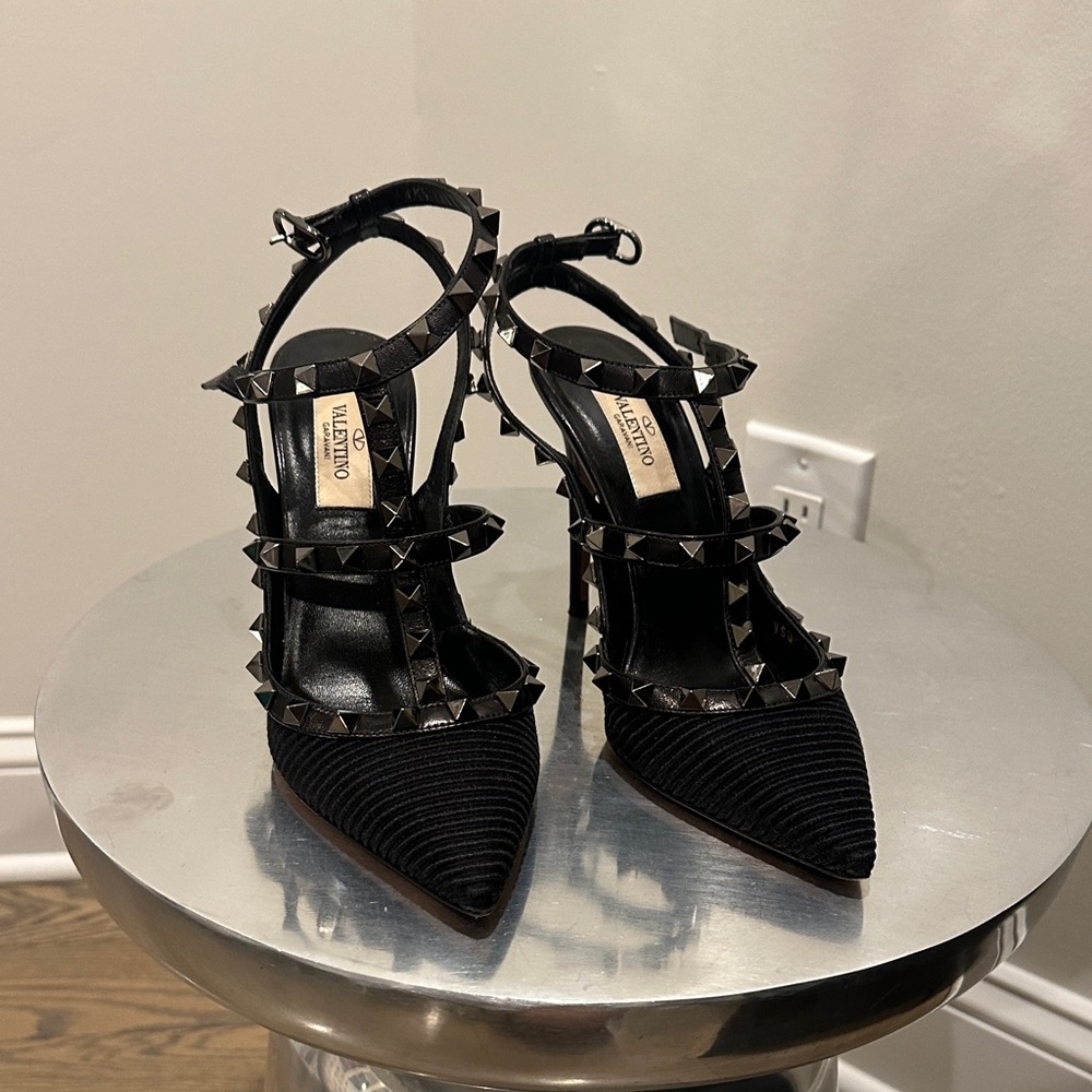 Valentino Black Studded Strappy Heels